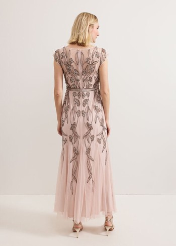 Phase Eight Evonne Beaded Dress Pink USA | 2073894-JL